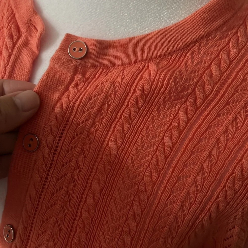 Brooks Brothers, orange cardigan, size small - Picture 3 of 8